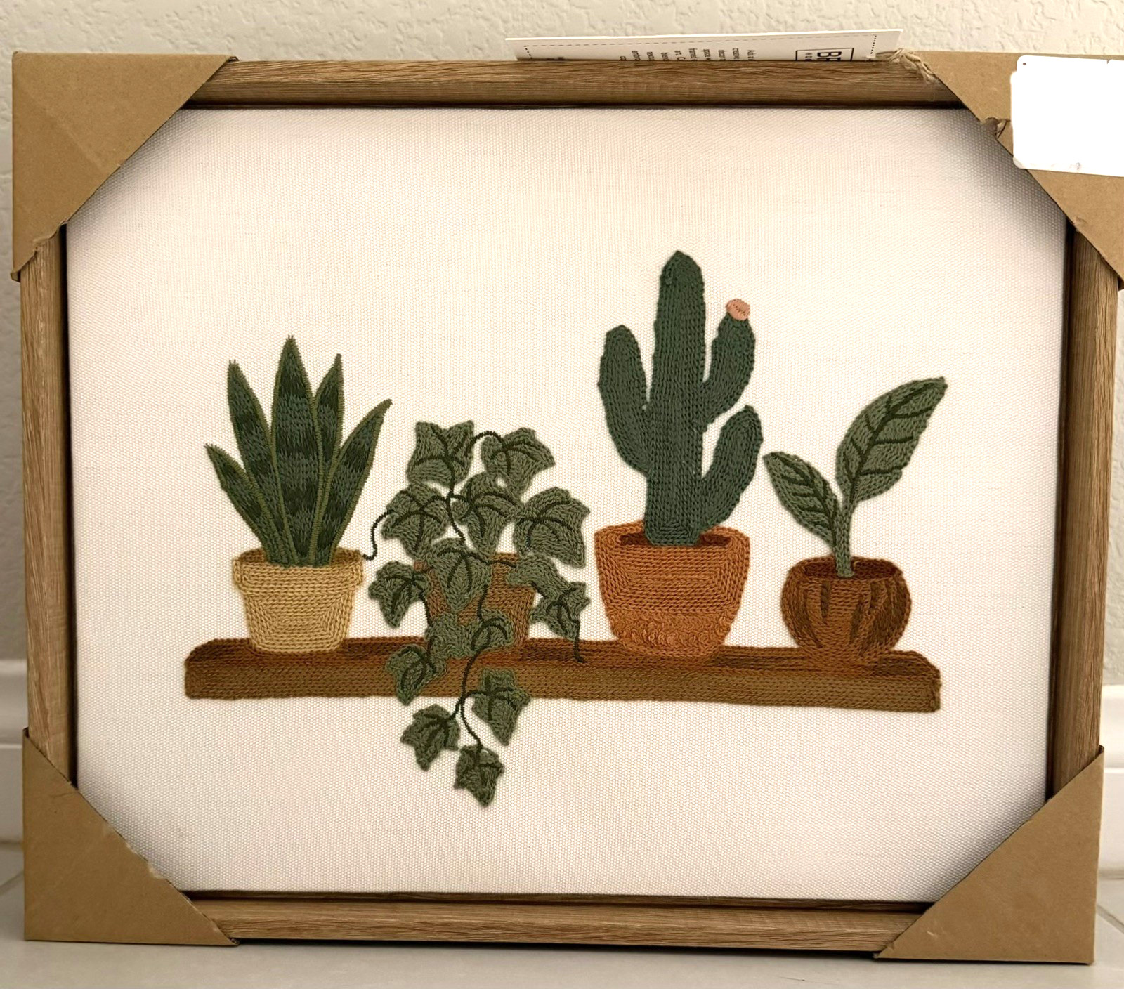 BP Home Embroidery Woven Wall Art Cactus Succulent Flowers 15”x12" New Rare