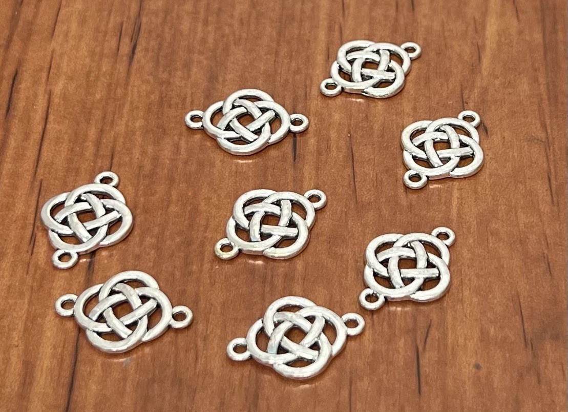 Silver Celtic Knot Metal Jewelry Connectors Set of 8