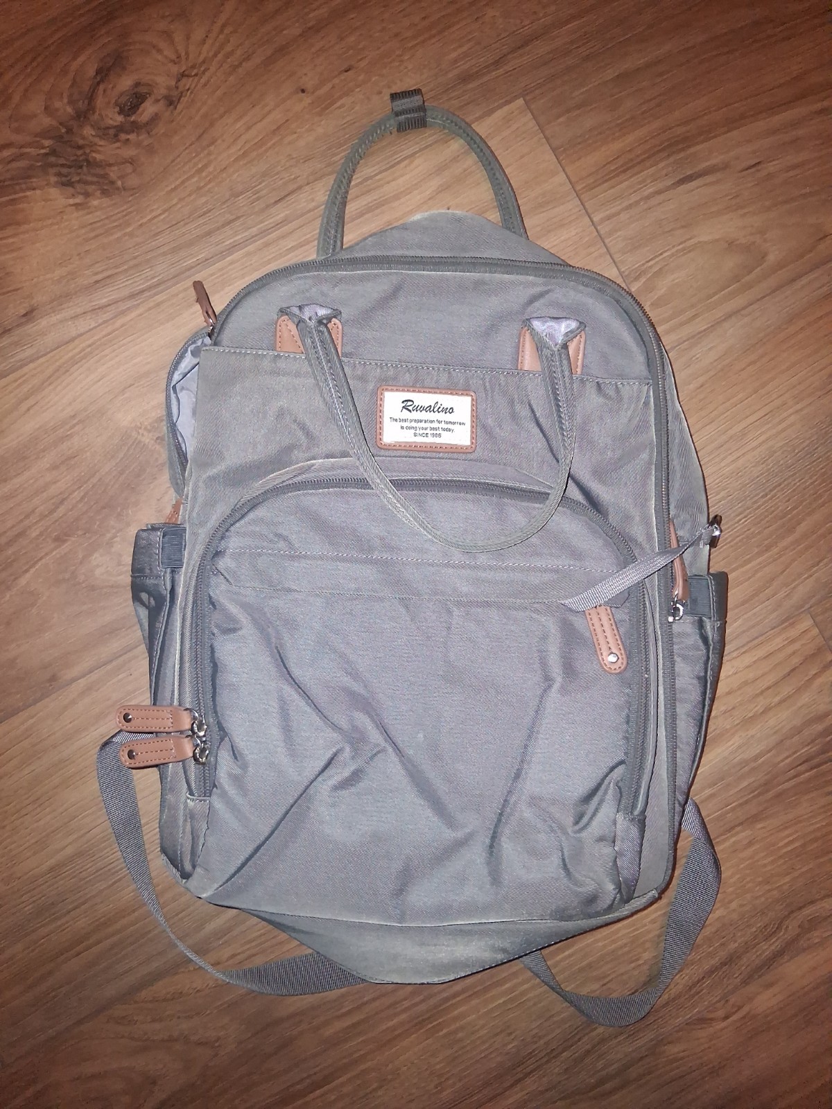 Ruvalino Diaper Bag  Multifunctional All In One Travel Backpack Gray