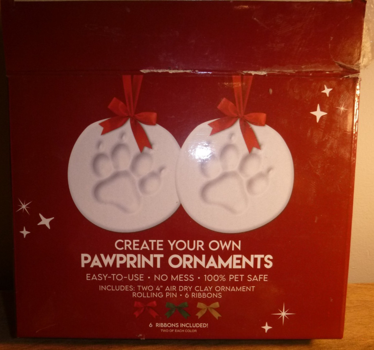 CREATE YOUR OWN PAWPRINT CHRISTMAS ORNAMENT KIT - MAKES TWO 4" ORNAMENTS