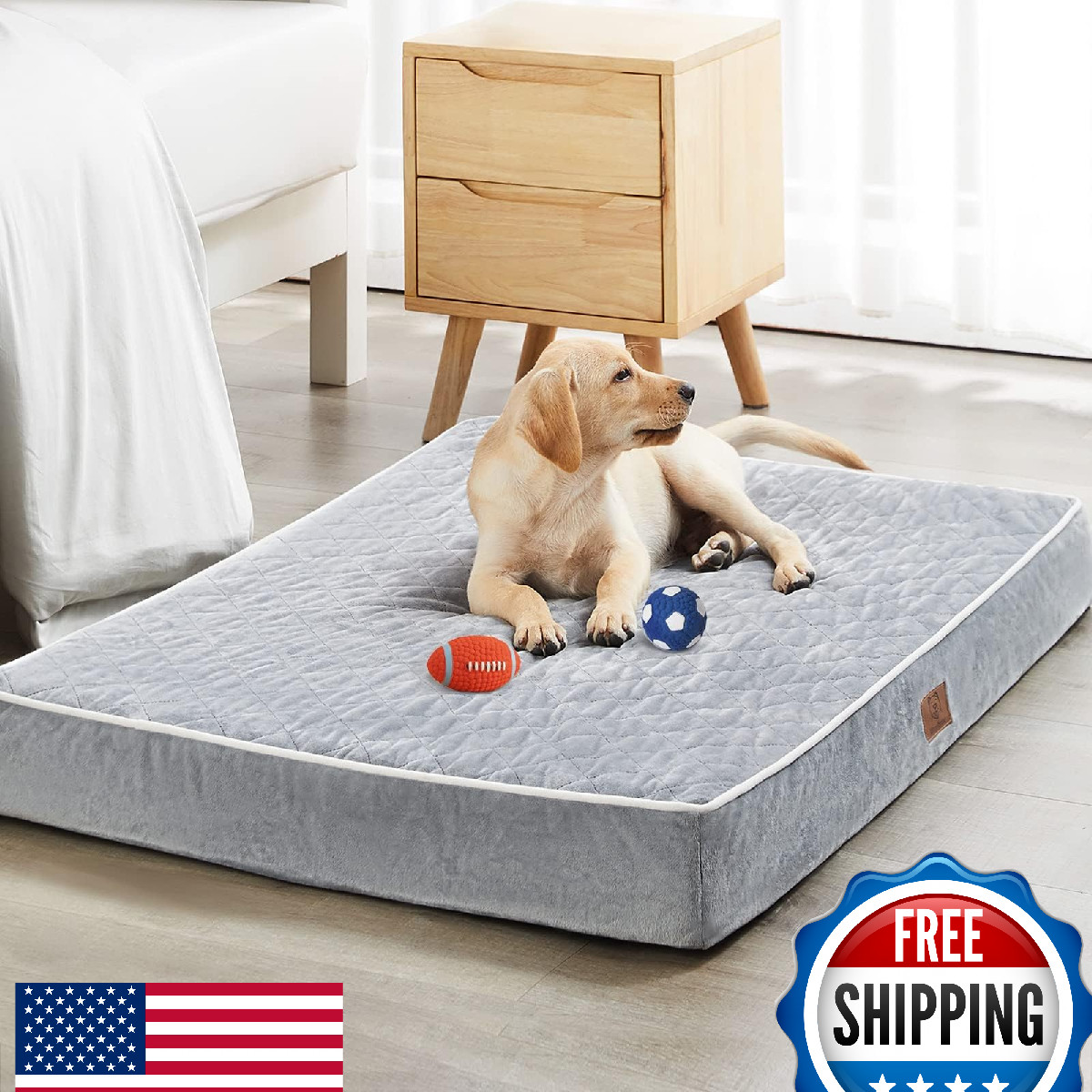 WNPETHOME Orthopedic Waterproof XL Dog Bed w/ Removable Washable Cover