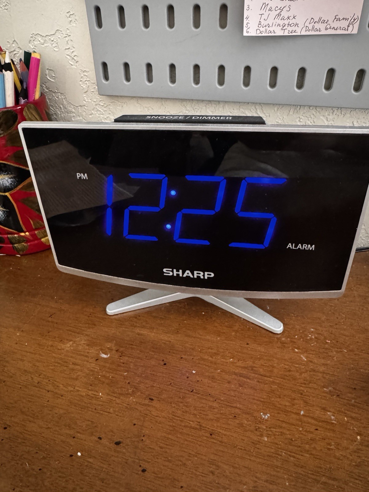 Sharp Bedside Digital Alarm Clock Blue LED Display USB Charging