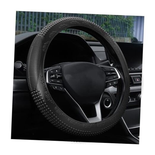 Steering Wheel Cover, Car Silicone Steering Wheel Protector, Anti-Slip Black