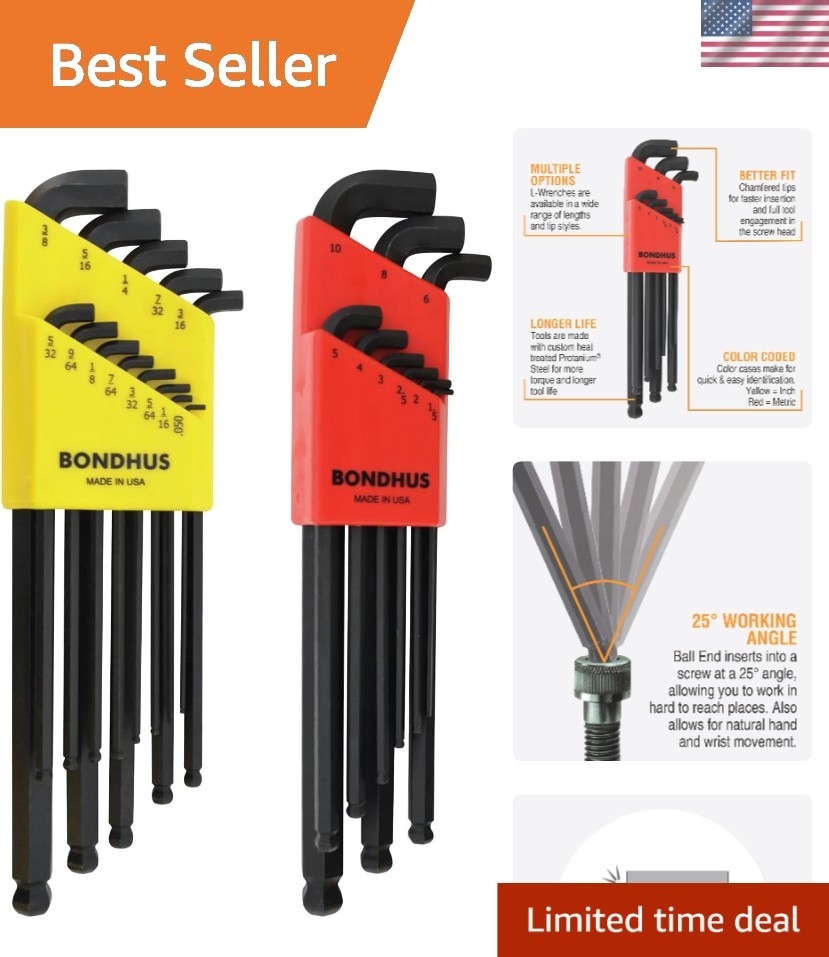 0.050-3/8" & 1.5-10mm Stubby Ball End Hex Key DoublePK