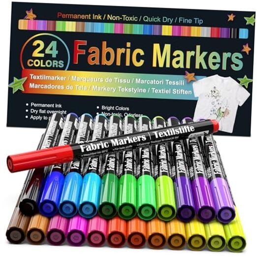 Fabric Markers Permanent For Clothes, 24 Colors Fabric Paint Pens  24 colors