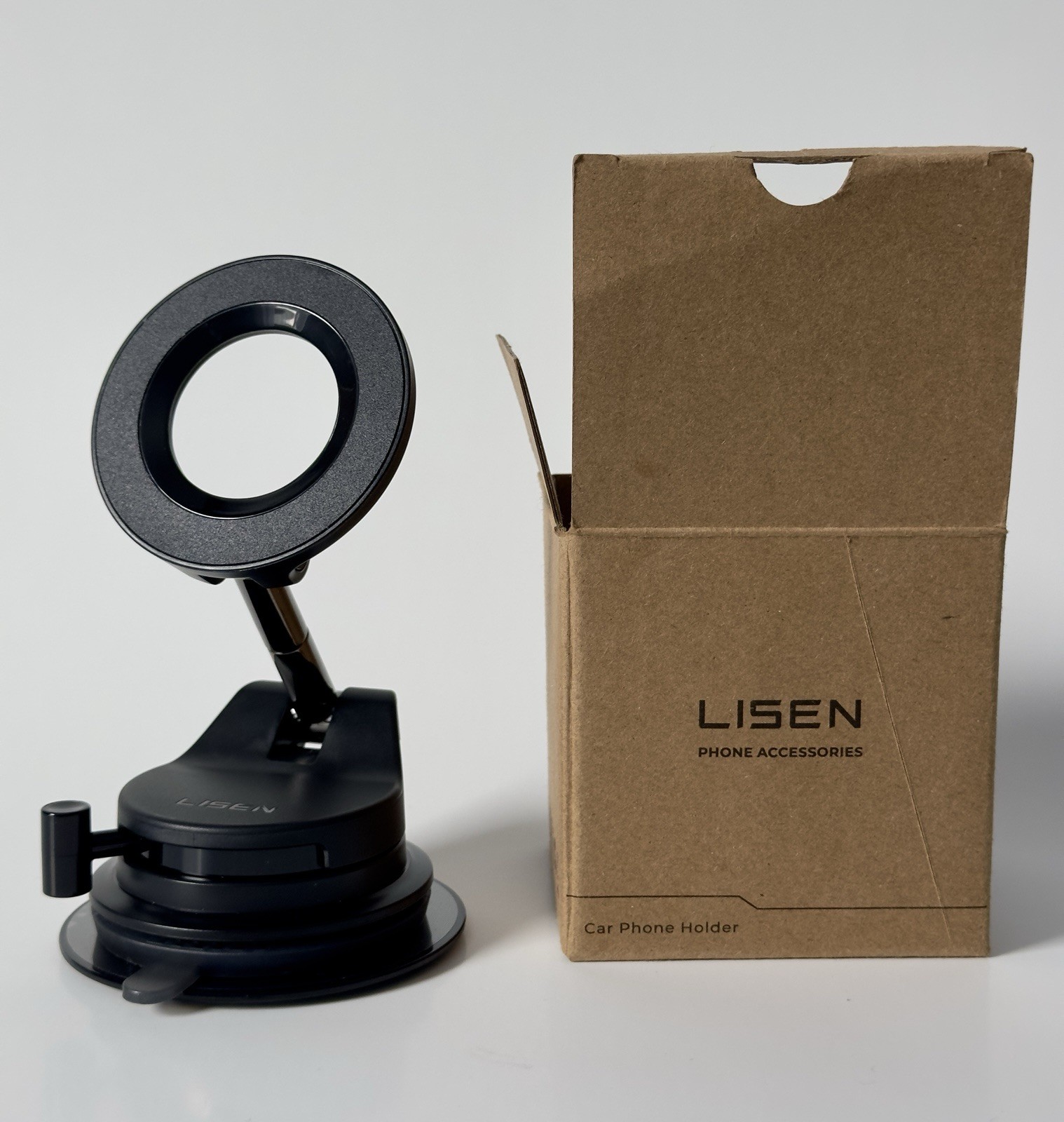 LISEN Mobile Device Cell Phone Flat Surface Adjustable Suction Cup Black
