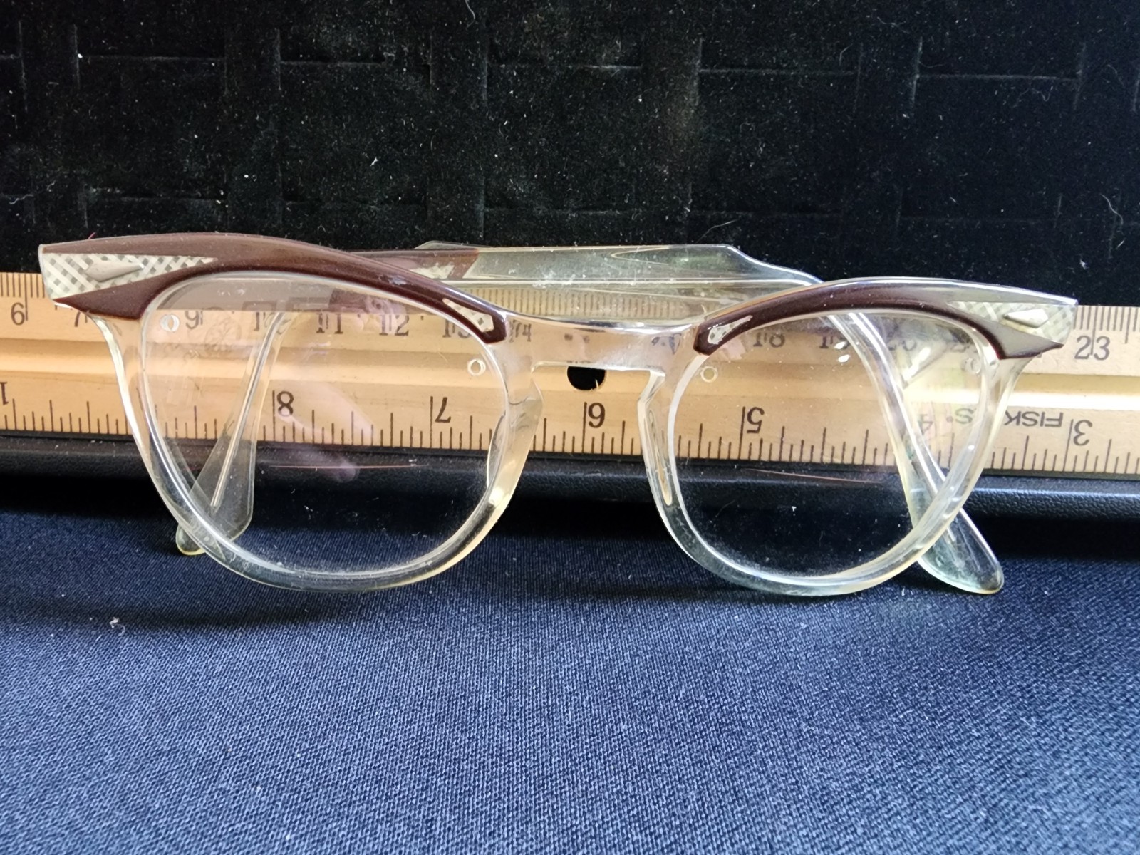 Vintage 60's Original Cat Eye Glasses Decorative Frame Glass Lens #2