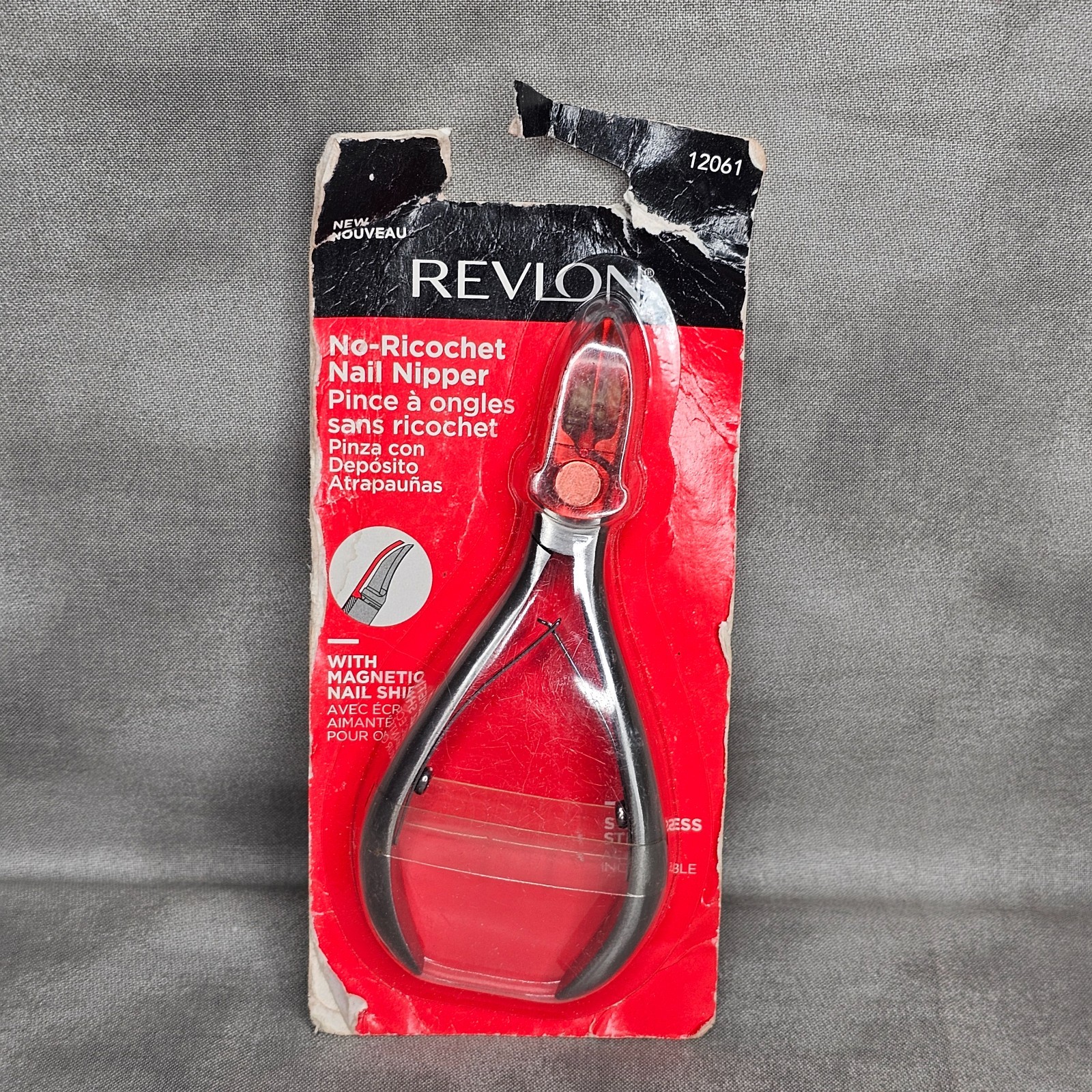 Revlon No-Ricochet Nail Nipper Clipper Magnetic Shield Stainless Steel 12061