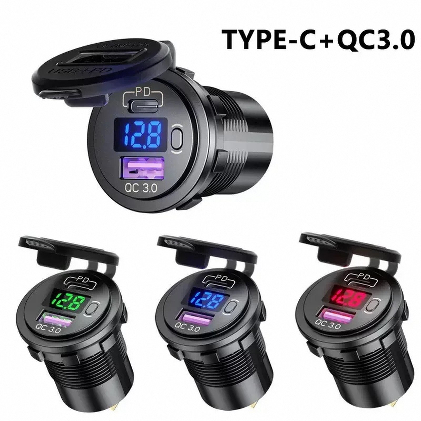 USB C Car Charger Socket 12V 24V Dual USB Socket PD3 0 And Qc3 0 Car Usb Port