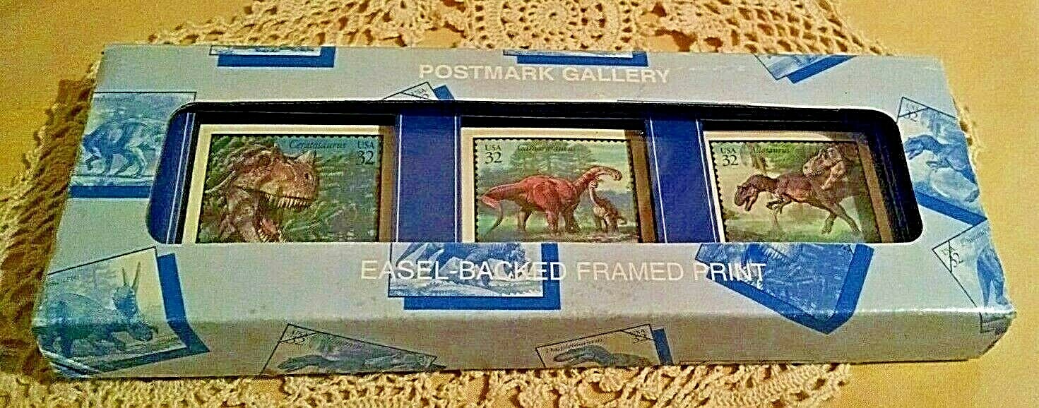 Dinosaur Stamp Framed Print May 1997 USPS Hallmark Ensemble World of Dinosaurs