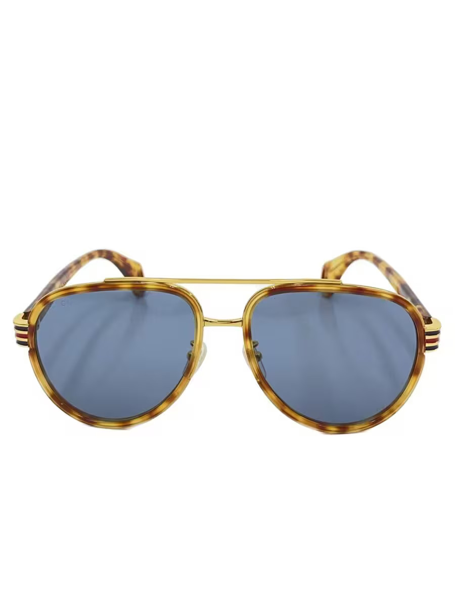 GUCCI Men's Teardrop Sunglasses with Tortoiseshell Pattern in Brown and Black (G