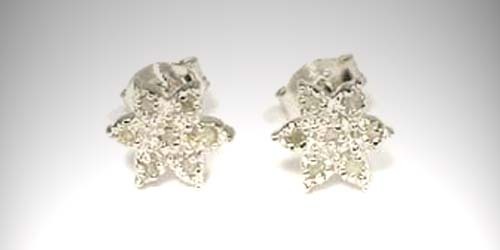 NEW Gorgeous 14 Diamond Floral Motif Sterling Studs Ancient Roman Star Splinters