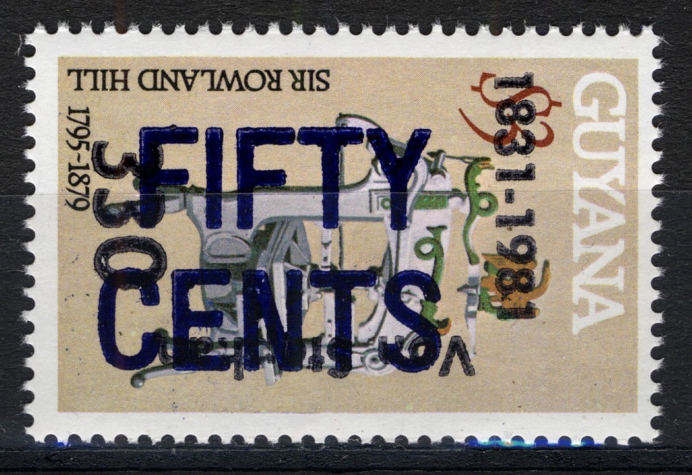 Guyana 1983, 50c on 330c overprint Rowland Hill MNH, Mi 933
