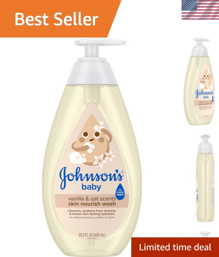 Johnson's Skin Nourishing Moisture Baby Wash, Vanilla & Oat Scents, Tear-Free...