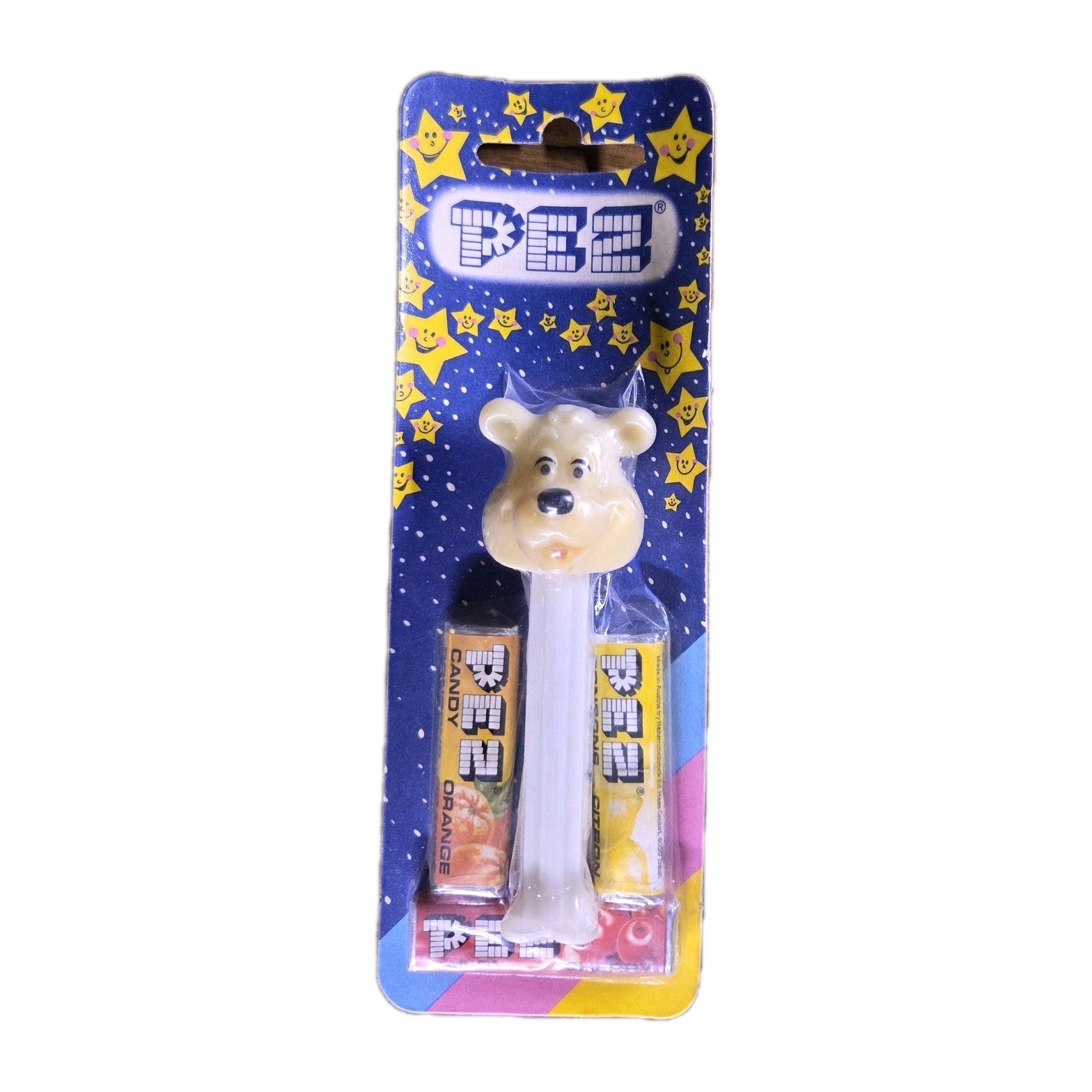 Vintage European PEZ Dispenser White Icee Polar Bear - New On Card - 1980s