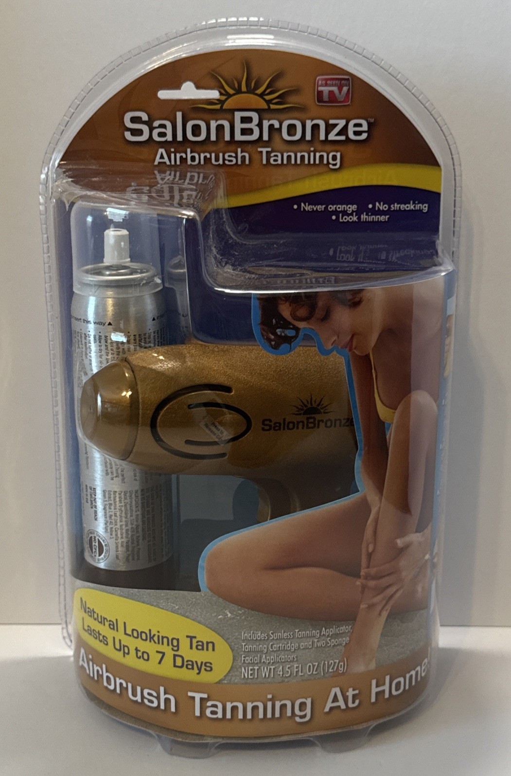 Salon Bronze At Home Airbrush Tanning Kit w Spray Gun & One 4.5 Oz Cartridge NEW