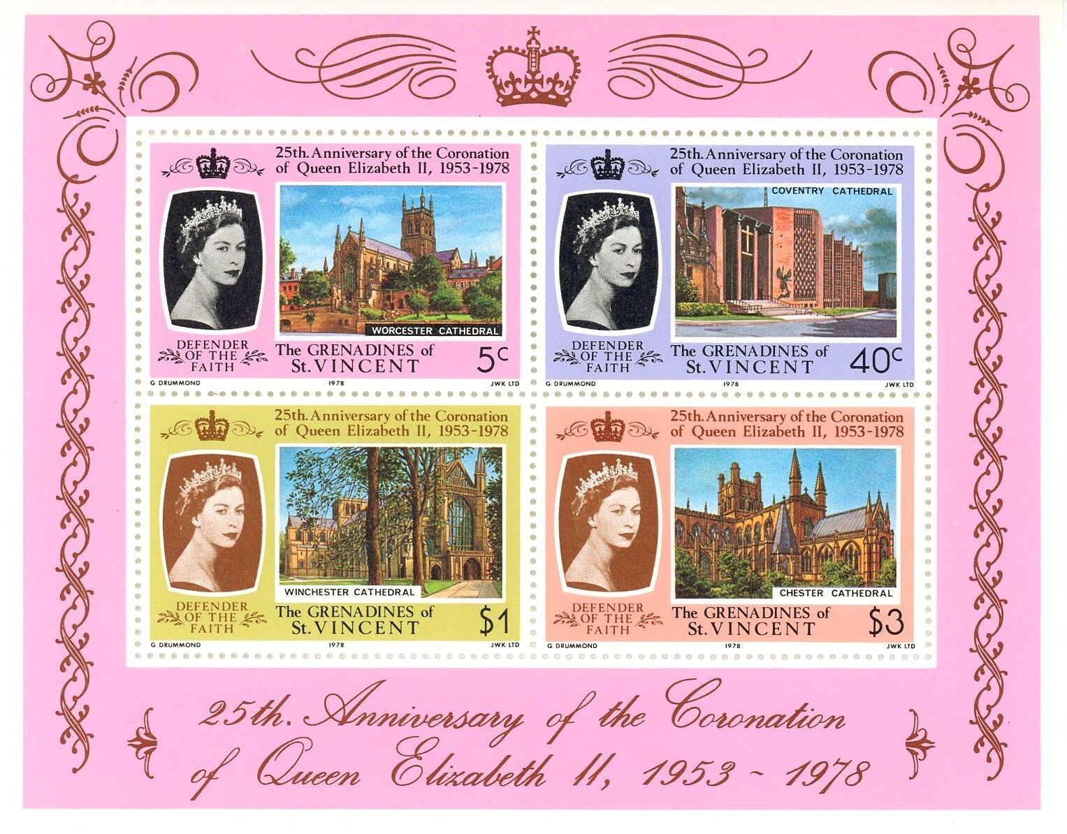 St Vincent Grenadines 156a Souvenir Sheet Elizabeth II Coronation MNH