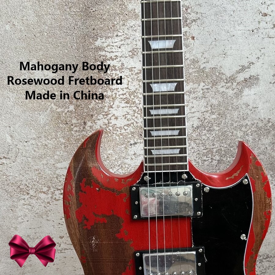 Vintage Electric Guitar for Sale: HH Pickups, Mahogany Body, Chrome Parts