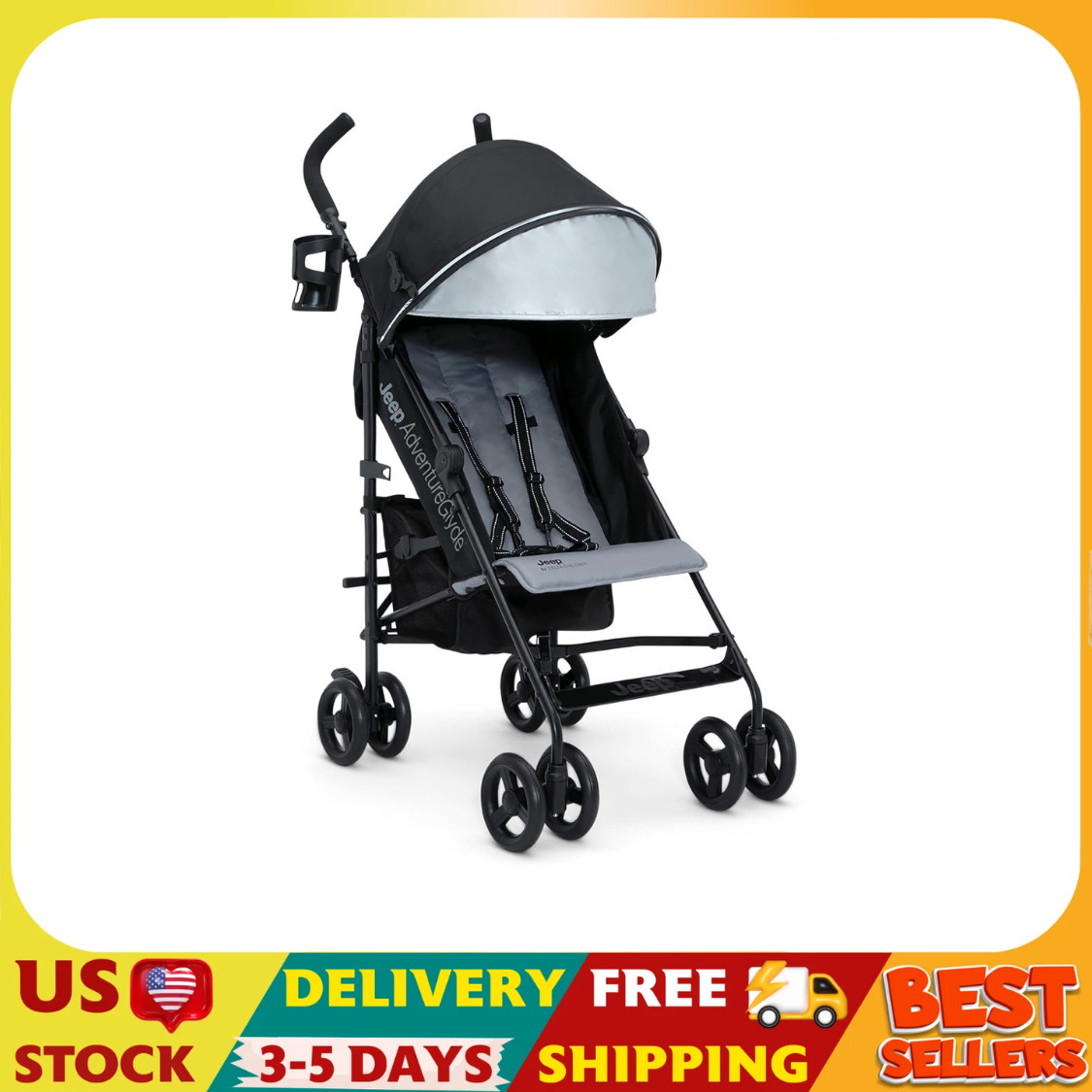 Jeep AdventureGlyde Stroller by - Lightweight Travel Stroller with Smoothest Rid