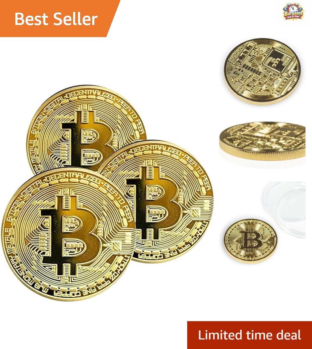 Unique 3 Pcs Cryptocurrency Coins Set for Miners, Gift-Ready & Protected