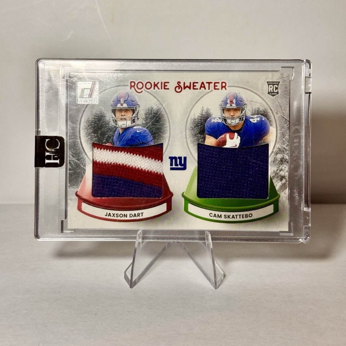 2023 Panini Donruss Rookie Sweater Dual Jaxson Dart Cam Skattebo SWED-NYG Giants