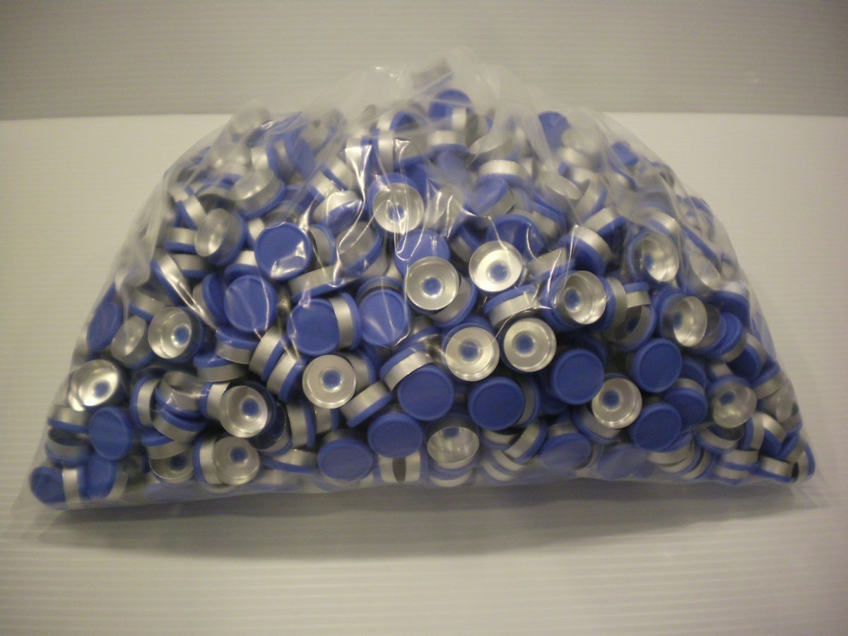 West 1000 Pc. Lot 20mm Flip Top Cap Aluminum Crimp Seal for Serum Vials Blue