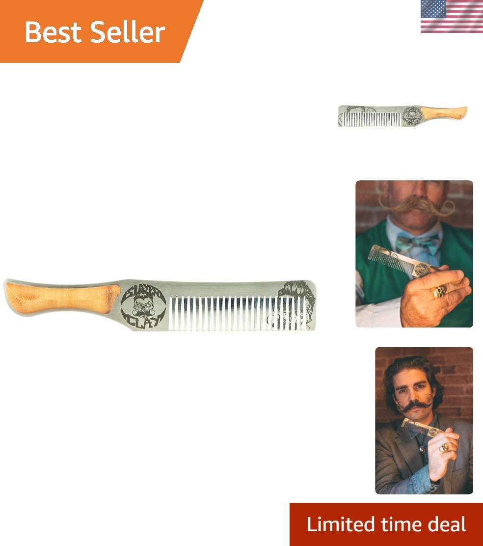 Steel Metal Handcrafted Wood Handle Hair Comb | Perfect for Styling Pompadour...