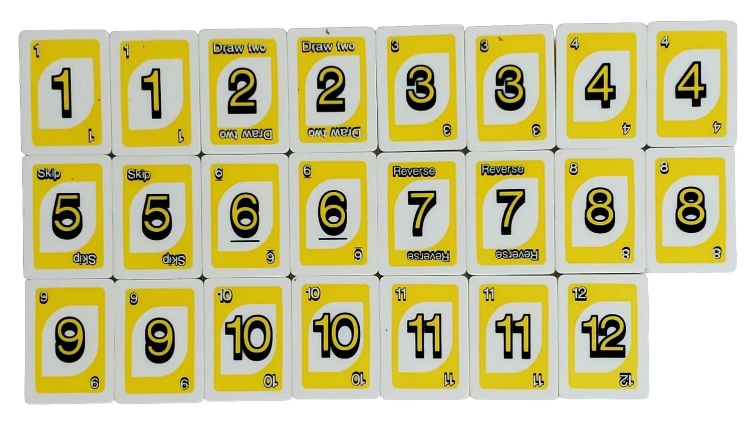 UNO Rummy Up Board Game Replacement Original Tiles Only Yellow Mattel 23 Pieces