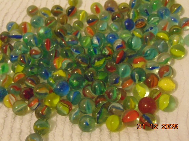 Old Glass Marbles, Cats Eye Pattern. 900gram (A)