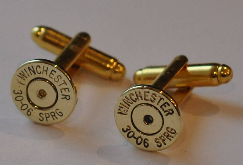 Winchester 30/06 Caliber Brass Bullet Casing Cufflinks  M1 Garand