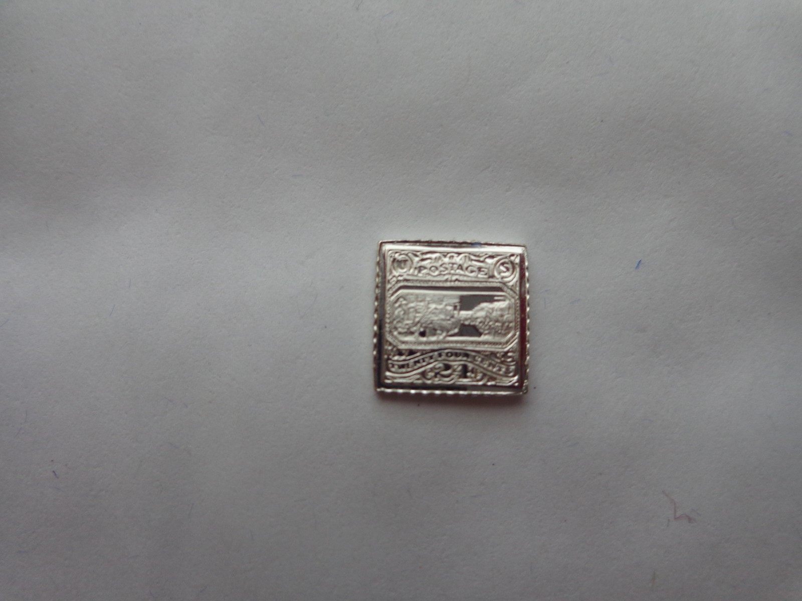 FRANKLIN MINT - UNITED STATES 1869 STAMP - STERLING 925 SILVER PLAQUE BADGE
