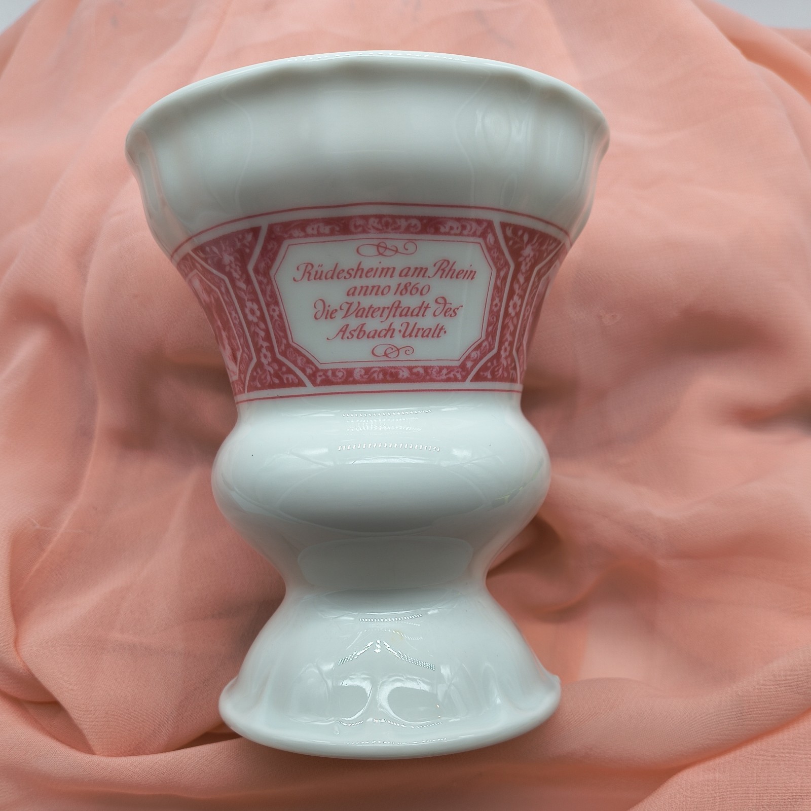 Heinrich W. Germany Porcelain Goblet/vase 4.5" RUDESHEIM  RHEIN ANNO 1860 VTG