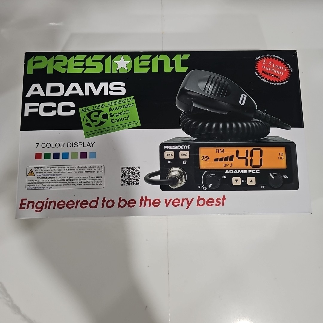 Used Untested For Parts President Adams CB Radio 40-Channel Large LCD w/7 Colors