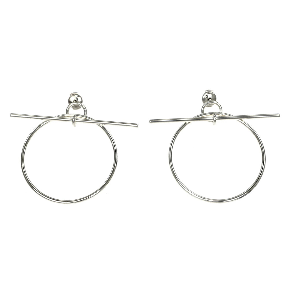 HERMES Earrings Loop MM Silver Ag925 12.6g Accessories Jewelry Other Used