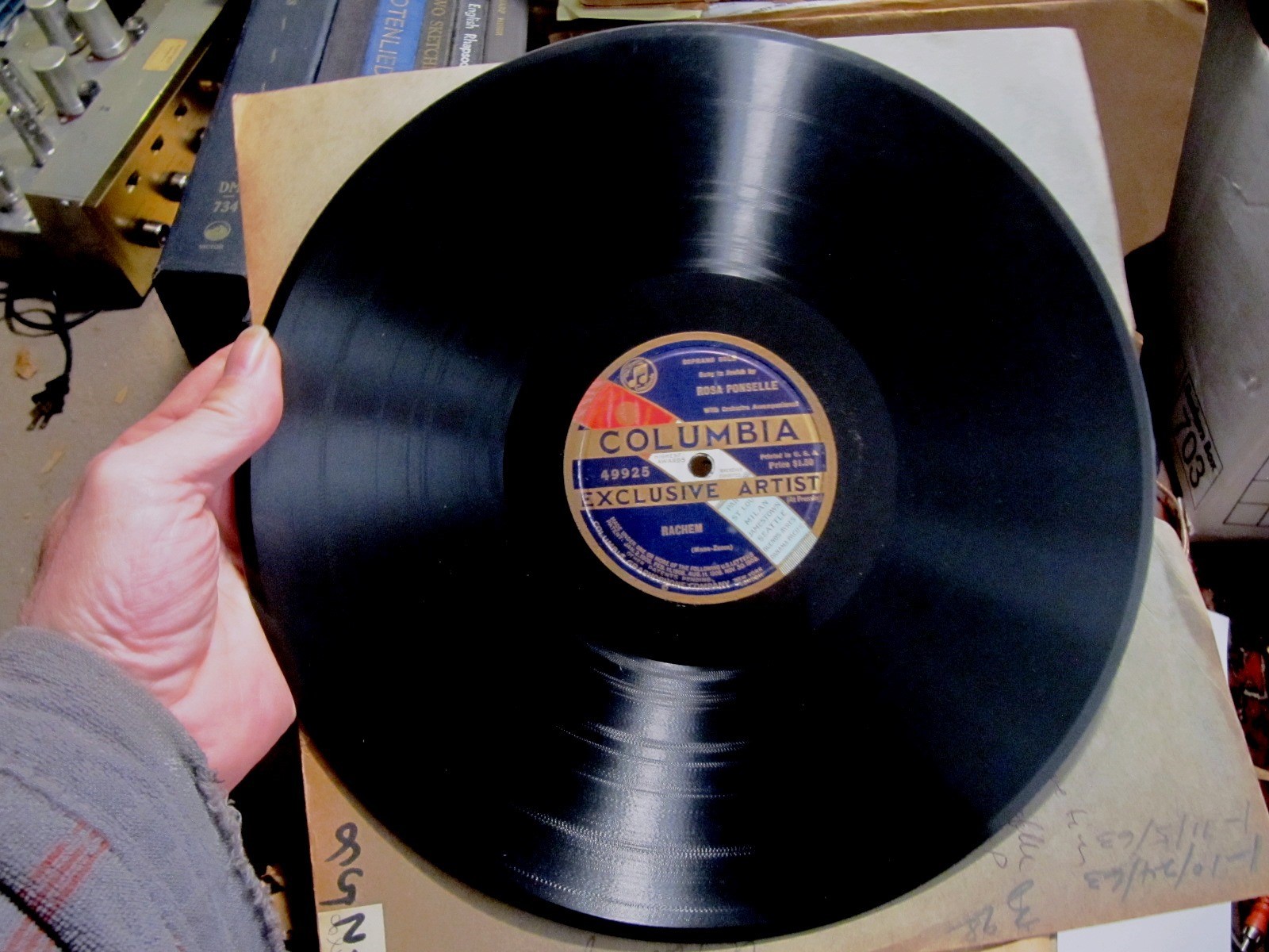 HEBREW 1921 ROSA PONSELLE Mana Zucca Rachem Mercy COLUMBIA 49925 Jewish