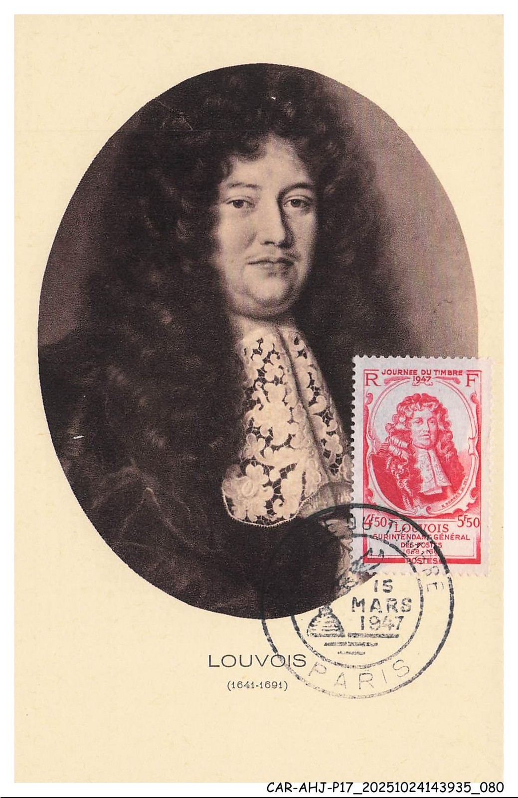 CAR-AHJP17-0817-CARTE-MAXIMUN - Louvois - 1947