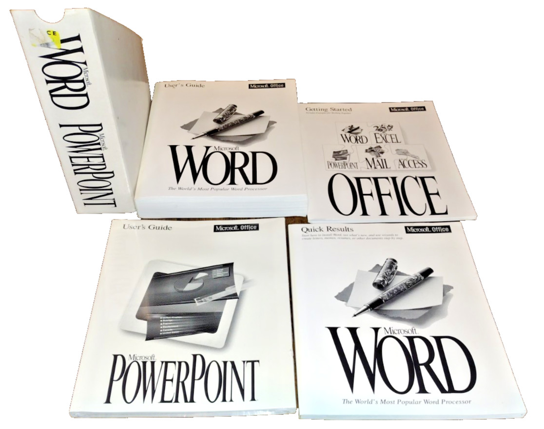 Vintage Microsoft Office Word PowerPoint User Guide Manual Bundle