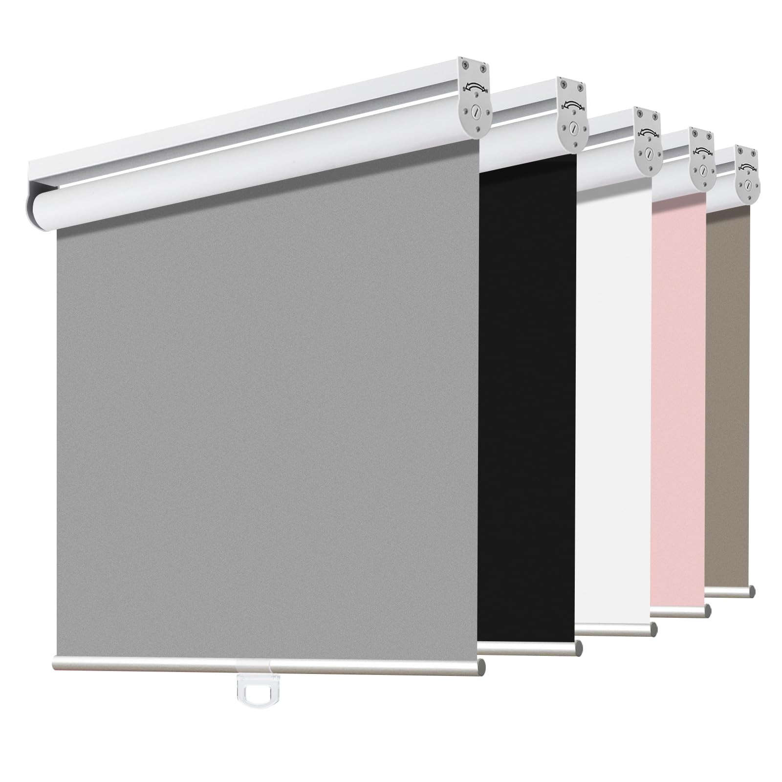 Joydeco 37" Cordless Blackout Roller Shade Grey Fabric Blind Window Easy Install