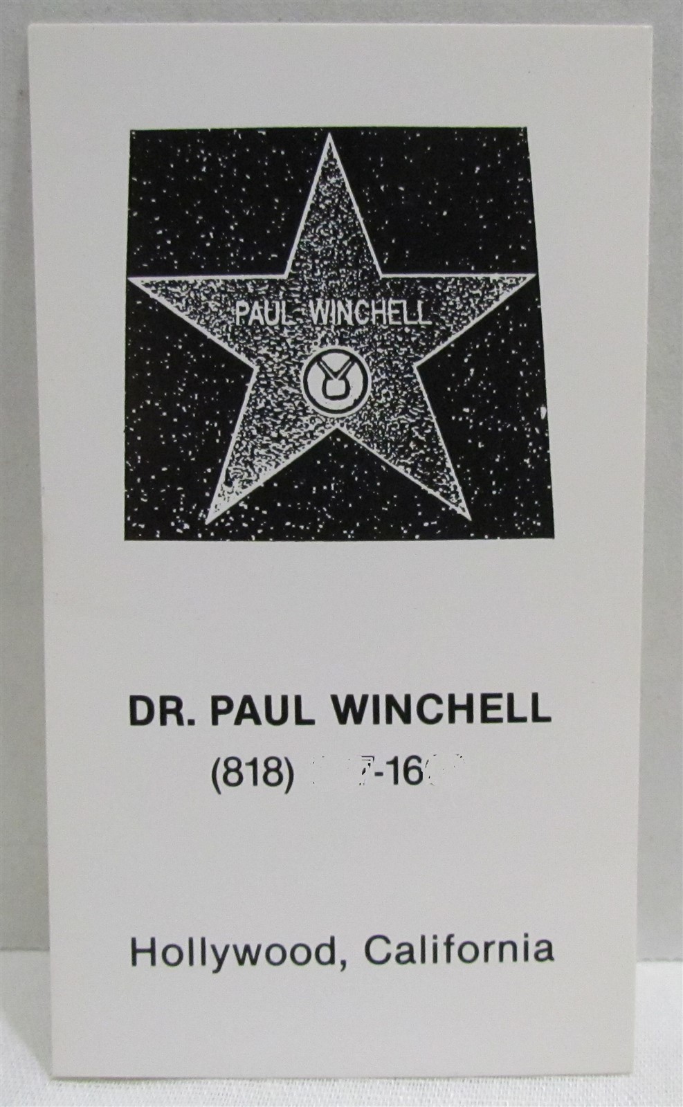 Ventriloquist Paul Winchell Business Card Jerry Mahoney
