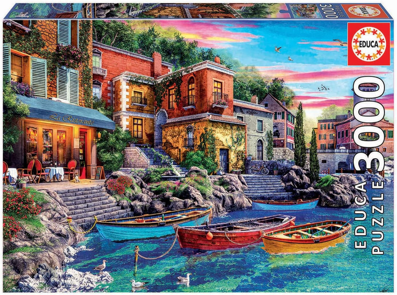 - Sunset in Como - 3000 Piece Jigsaw Puzzle - Puzzle Glue Included - Completed I