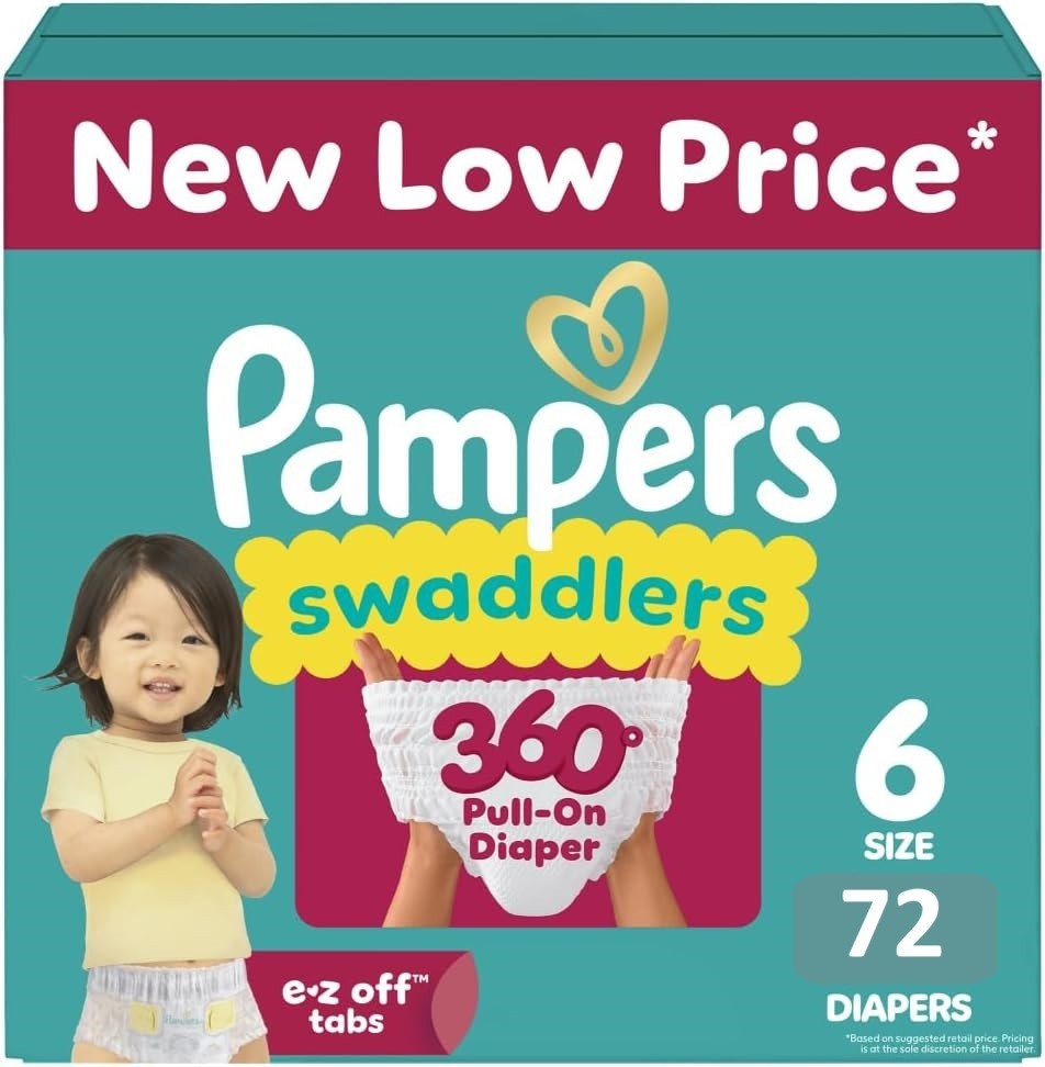 Pampers Swaddler 360 Disposable Baby Diapers Size 6, *72 Count*