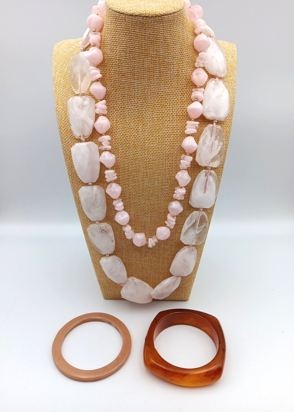 Vintage to Mod Acrylic Lucite Necklace and Bracelet Lot of 4 Chunky MCM