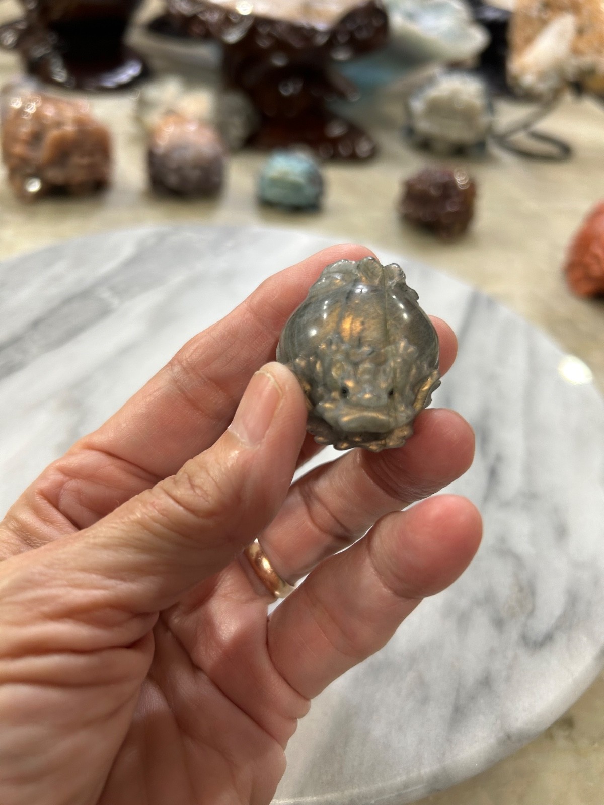Labradorite Dragon Turtle Carving