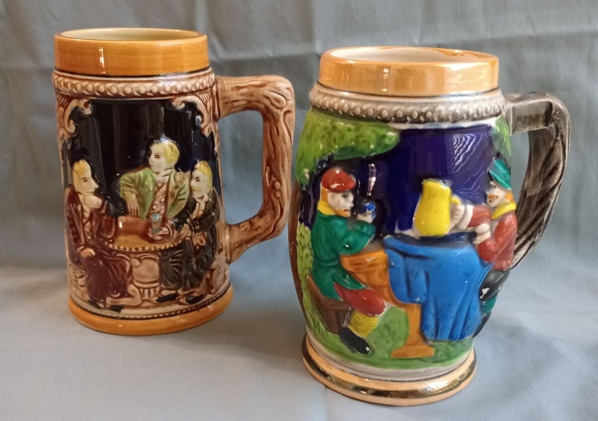  Original Ceramic Stein Mug Japan Castle Set OF 2