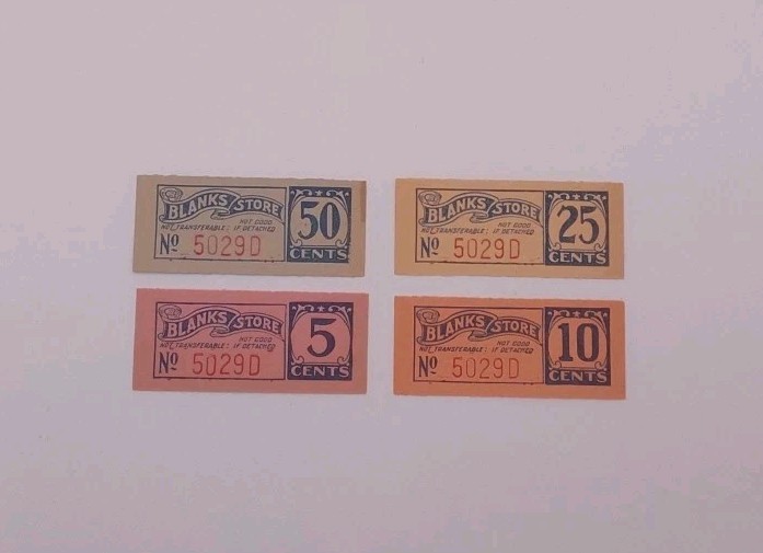 Bomber Blanks Lumber Company Store Coupon 5, 10, 25, 50c Lot Of 4