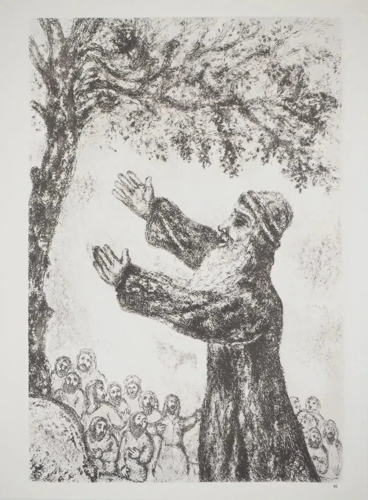 Marc CHAGALL : Josué prêche son peuple, Héliogravure, 1956
