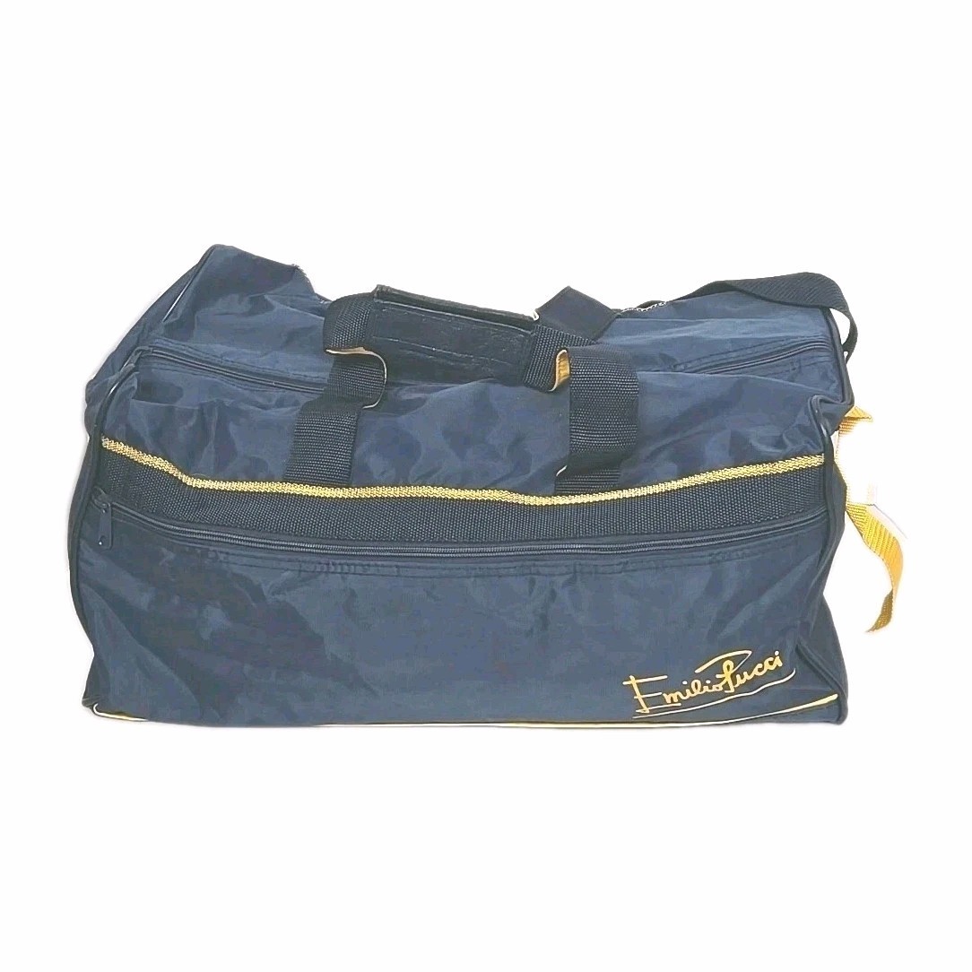 Vtg 1970’s Designer Emilio Pucci Duffle Luggage Travel Tote Appx 18.5 x 10 x 10