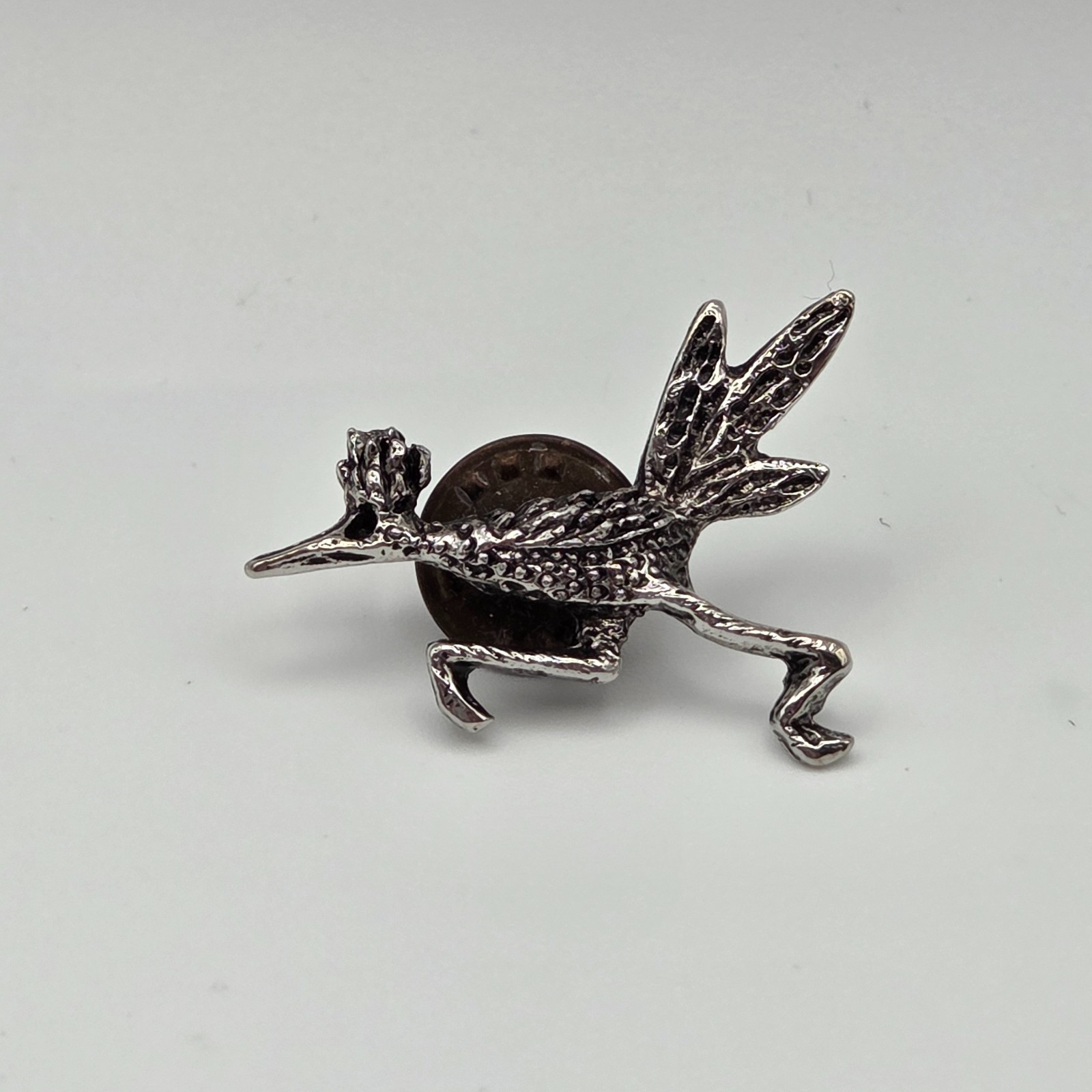 Silver Tone Road Runner Pin 1.25"
