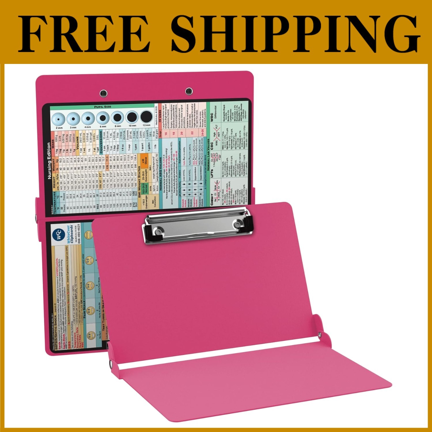 Whitecoat Pink Nursing Clipboard - Lightweight Aluminum
