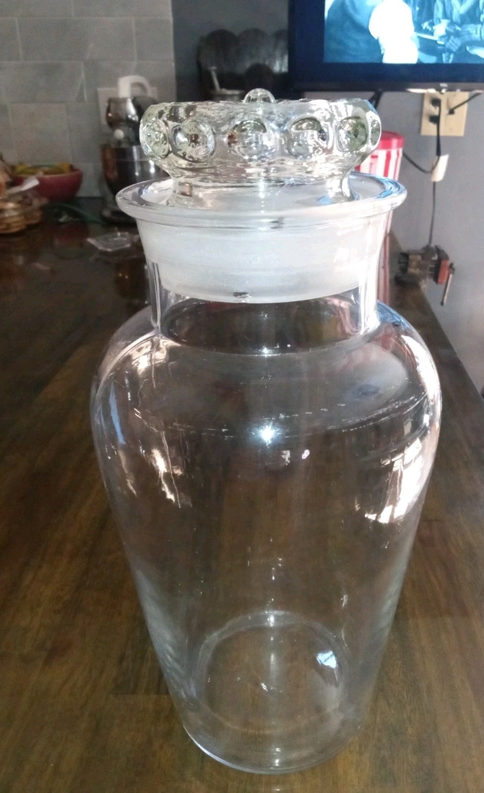 Antique Tiffin Dakota Apothecary Jar With Ground Glass Lid Clear Glass 12”